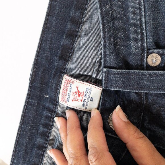 True Religion Low Cut Skinny Jeans Sz 29 Dark Wash Denim USA-Made Becca - Picture 8 of 14